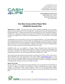 One New Jersey Lottery Player Wins CASH4LIFE Second Prize