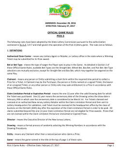 official game rules pick-3