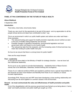 notes for panel at pha conference on the future of public health