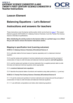 Balancing Equations