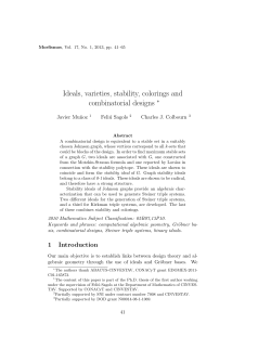 Ideals, varieties, stability, colorings and combinatorial designs