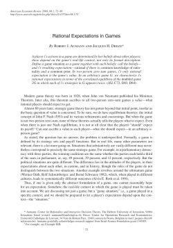 Rational Expectations in Games - Einstein Institute of Mathematics