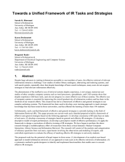 Towards a Unified Framework of IR Tasks and Strategies