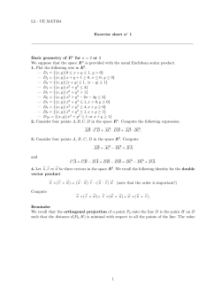 L2 - UE MAT334 Exercise sheet n   1 Basic geometry of IRn for n = 2
