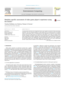 Modality specific assessment of video game player&acirc;&euro;&trade;s experience