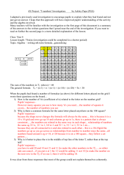 4X Project: `T numbers` Investigation by Ashley Pape (PGS) I