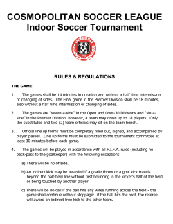 Rules and Regulations Indoor Tournament