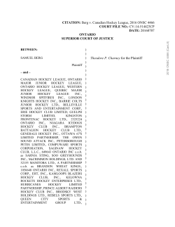 Berg v. Canadian Hockey League, 2016 ONSC 4466 COURT FILE