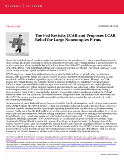 The Fed Revisits CCAR and Proposes CCAR