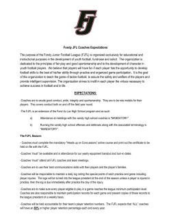 Coaches Expectations Form - Fondy Junior Football League
