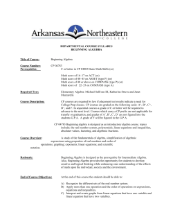 Beginning Algebra - myANC - Arkansas Northeastern College