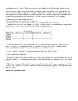 Creating Tables Using Microsoft Word