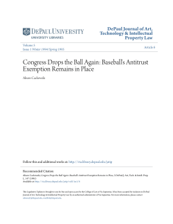 Congress Drops the Ball Again: Baseball`s Antitrust