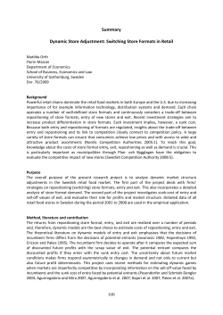 Summary Dynamic Store Adjustment: Switching