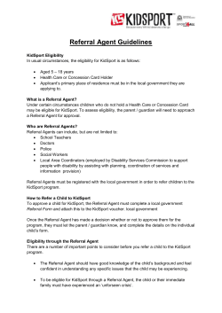 Referral Agent Guidelines - Department of Sport and Recreation