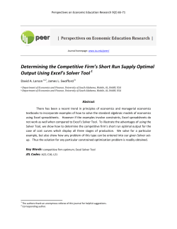 Determining the Competitive Firm`s Short Run Supply Optimal