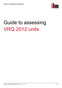 Guide to assessing VRQ 2012 units