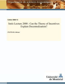 Innis Lecture 2000 : Can the Theory of Incentives Explain