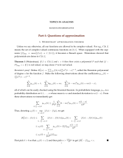 Part-1: Questions of approximation