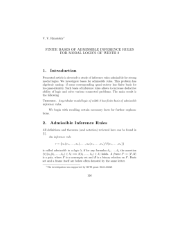 1. Introduction 2. Admissible Inference Rules
