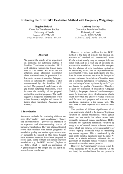 Extending the BLEU MT Evaluation Method with Frequency Weight
