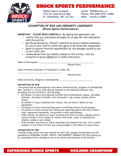 ASSUMPTION OF RISK AND INDEMNITY