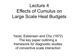 Lecture 4 Effects of Cumulus on Large Scale Heat Budgets
