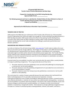 Project Transfer Work Item Proposal