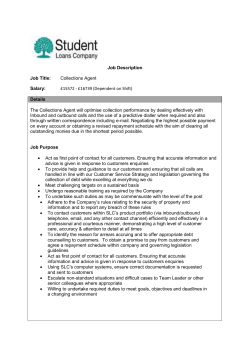 Job Description Job Title: Collections Agent Salary: £15572