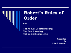 A Board Briefing in Robert`s Rules of Order
