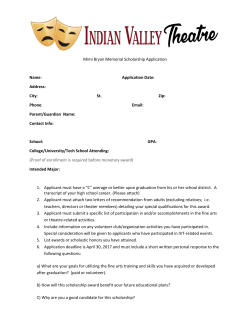 Mimi Bryan Memorial Scholarship Application Name: Application