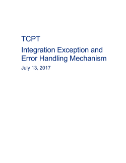 TCPT Integration Exception and Error Handling Standard