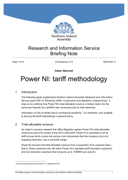 Power NI: tariff methodology - The Northern Ireland Assembly