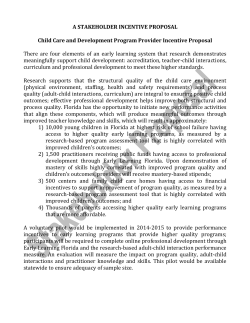 A Stakeholder Incentive Proposal - Florida Office of Early Learning