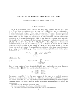 CM-VALUES OF HILBERT MODULAR FUNCTIONS 1. Introduction