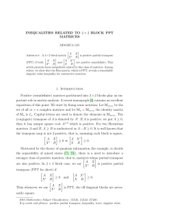 INEQUALITIES RELATED TO 2 &times; 2 BLOCK PPT MATRICES 1