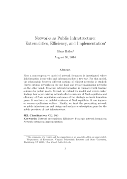 Networks as Public Infrastructure: Externalities, Efficiency, and