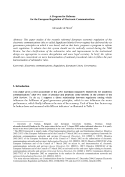 European Regulatory Framework for Electronic