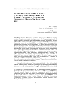 71 of what value is philosophy to science? a review of max r. bennett
