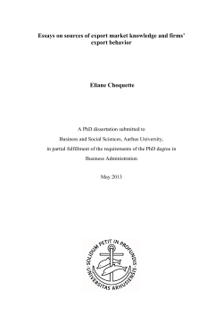 Essays on sources of export market knowledge and firms` export