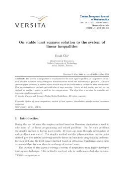On stable least squares solution to the system of linear inequalities