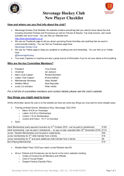 Stevenage Hockey Club New Player Checklist