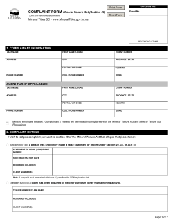 1. COMPLAINANT INFORMATION AGENT FOR (IF APPLICABLE): 2