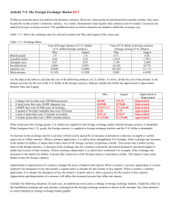 Activity 7-3: The Foreign Exchange Market KEY Within an economy