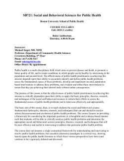 SB721 Social and Behavioral Sciences and Public Health