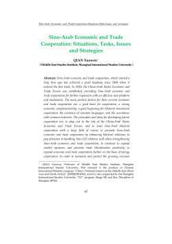 Sino-Arab Economic and Trade Cooperation: Situations, Tasks