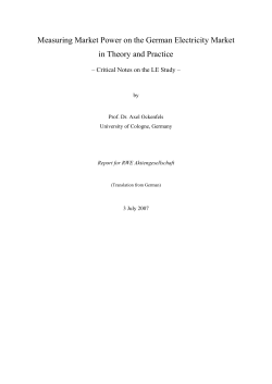 Measuring Market Power on the German Electricity Market in Theory