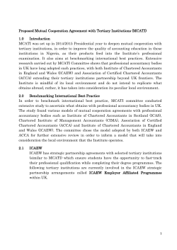 Proposed Mutual Cooperation Agreement with Tertiary Institutions