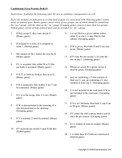 Conditionals Extra Practice Drill #3 Instructions