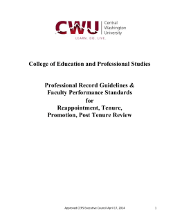 Reappointment, Promotion, and Tenure